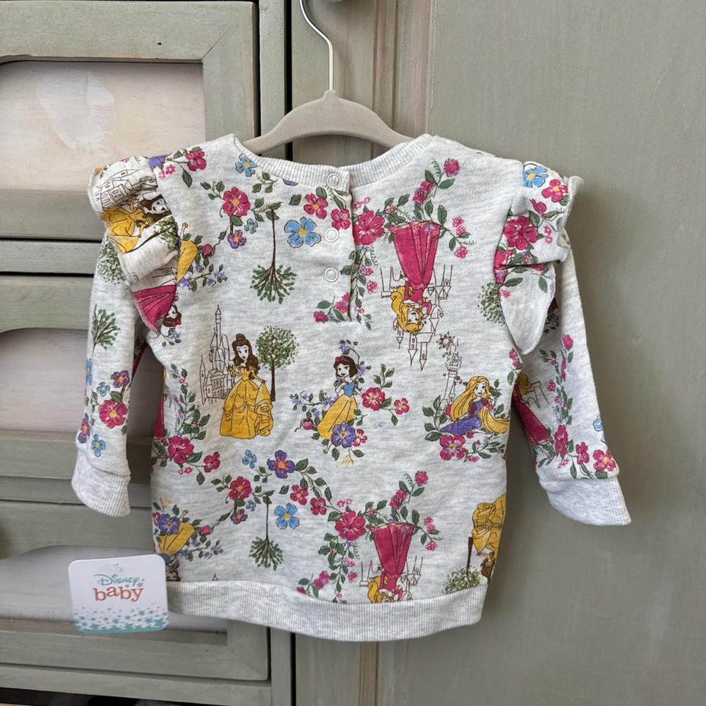 Disney Baby Floral Princess Sweatshirt - Gray and Pink